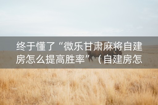 终于懂了“微乐甘肃麻将自建房怎么提高胜率”（自建房怎么拿好牌)