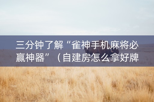 三分钟了解“雀神手机麻将必赢神器”（自建房怎么拿好牌)