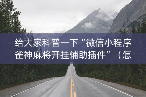 给大家科普一下“微信小程序雀神麻将开挂辅助插件”（怎么能让牌好一点)