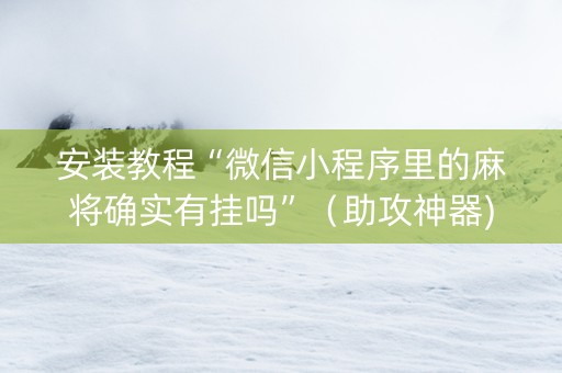 安装教程“微信小程序里的麻将确实有挂吗”（助攻神器)