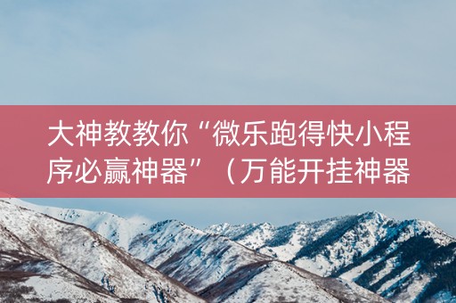 大神教教你“微乐跑得快小程序必赢神器”（万能开挂神器)