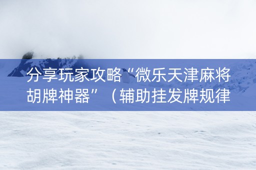 分享玩家攻略“微乐天津麻将胡牌神器”（辅助挂发牌规律)