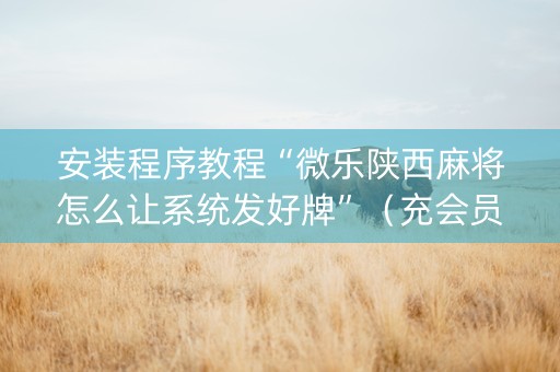 安装程序教程“微乐陕西麻将怎么让系统发好牌”（充会员胜率高)
