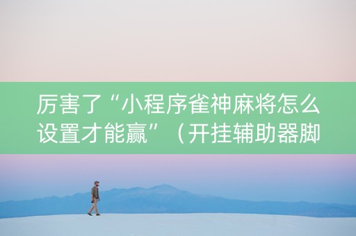 厉害了“小程序雀神麻将怎么设置才能赢”（开挂辅助器脚本)
