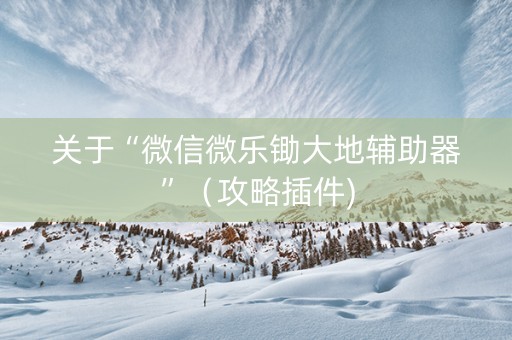 关于“微信微乐锄大地辅助器”（攻略插件)