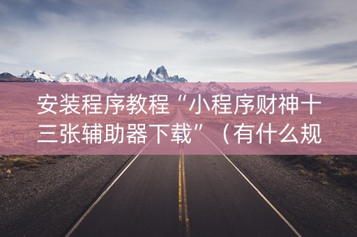 安装程序教程“小程序财神十三张辅助器下载”（有什么规律)