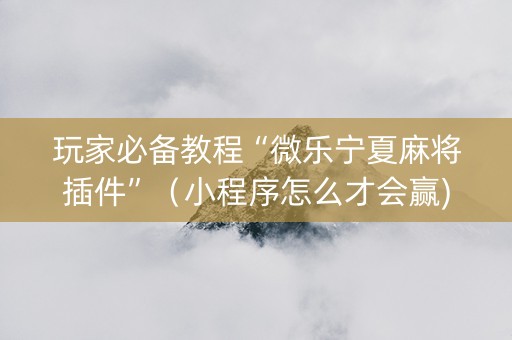 玩家必备教程“微乐宁夏麻将插件”（小程序怎么才会赢)