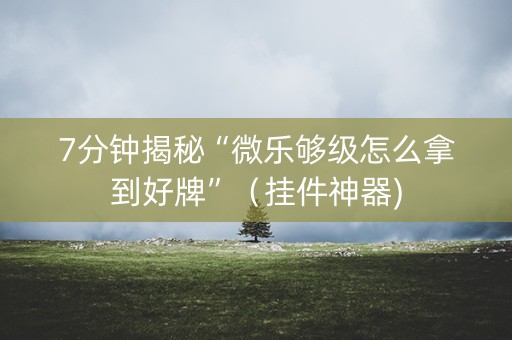 7分钟揭秘“微乐够级怎么拿到好牌”（挂件神器)