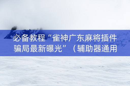 必备教程“雀神广东麻将插件骗局最新曝光”（辅助器通用版)