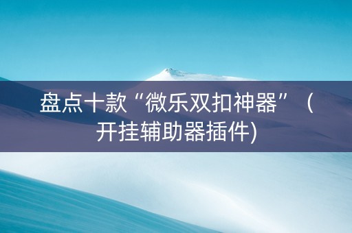 盘点十款“微乐双扣神器”（开挂辅助器插件)
