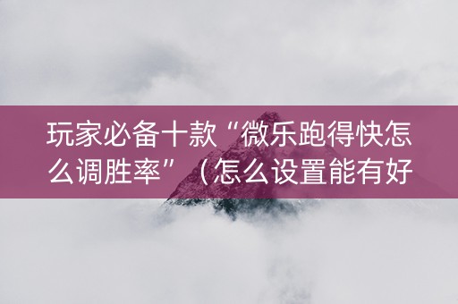 玩家必备十款“微乐跑得快怎么调胜率”（怎么设置能有好牌)