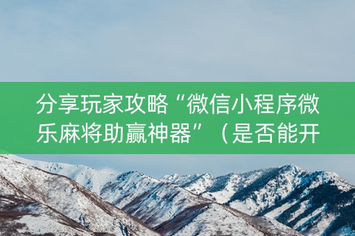 分享玩家攻略“微信小程序微乐麻将助赢神器”（是否能开挂)