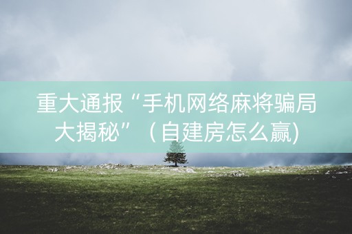 重大通报“手机网络麻将骗局大揭秘”（自建房怎么赢)