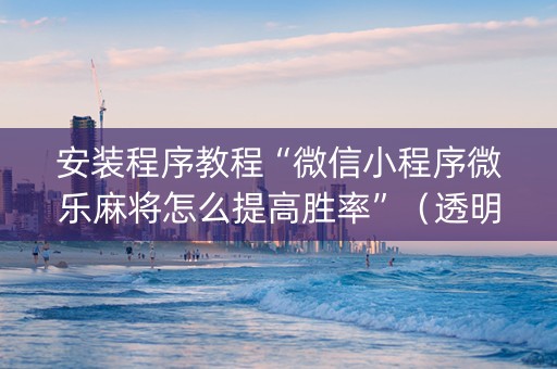 安装程序教程“微信小程序微乐麻将怎么提高胜率”（透明挂辅助器)