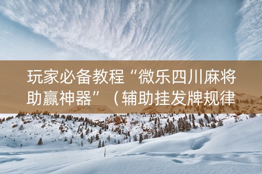 玩家必备教程“微乐四川麻将助赢神器”（辅助挂发牌规律)