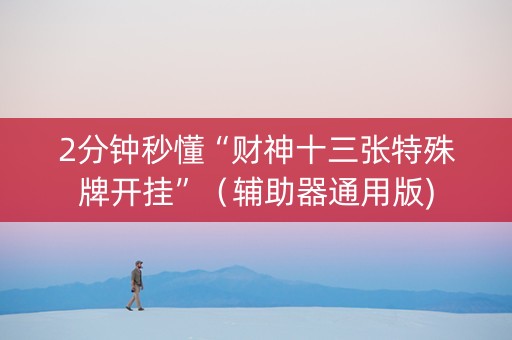 2分钟秒懂“财神十三张特殊牌开挂”（辅助器通用版)