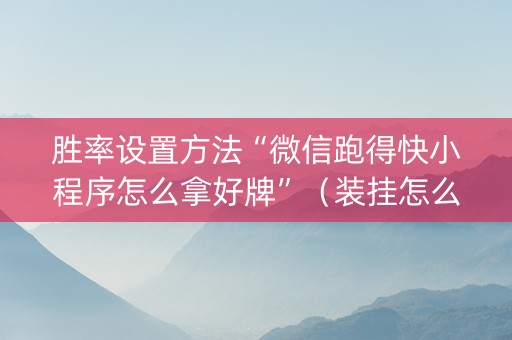 胜率设置方法“微信跑得快小程序怎么拿好牌”（装挂怎么安装)