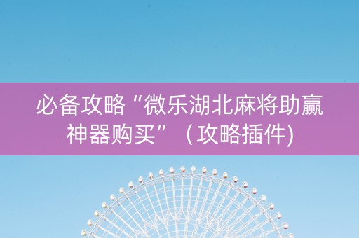 必备攻略“微乐湖北麻将助赢神器购买”（攻略插件)