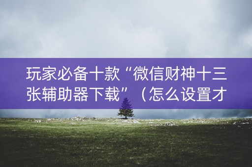 玩家必备十款“微信财神十三张辅助器下载”（怎么设置才能赢)