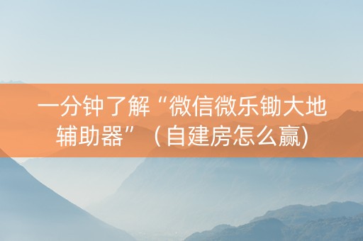 一分钟了解“微信微乐锄大地辅助器”（自建房怎么赢)