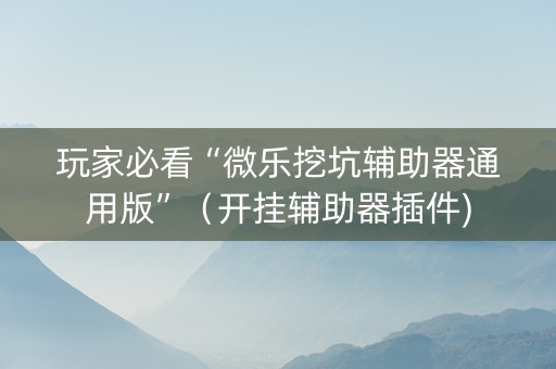 玩家必看“微乐挖坑辅助器通用版”（开挂辅助器插件)