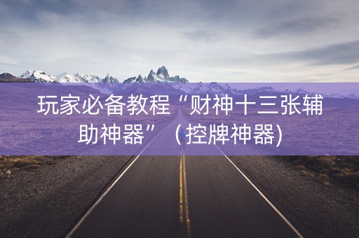 玩家必备教程“财神十三张辅助神器”（控牌神器)