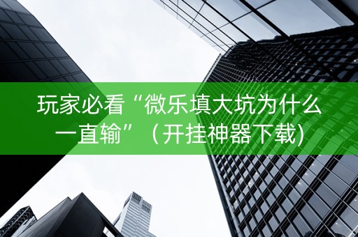 玩家必看“微乐填大坑为什么一直输”（开挂神器下载)