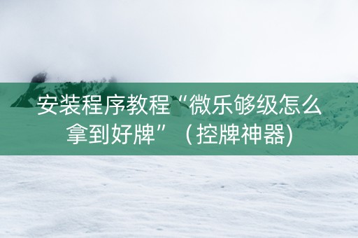 安装程序教程“微乐够级怎么拿到好牌”（控牌神器)