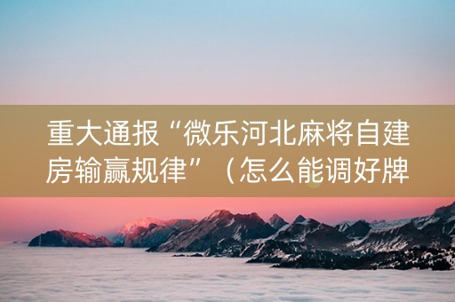 重大通报“微乐河北麻将自建房输赢规律”（怎么能调好牌)