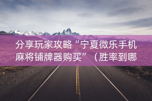 分享玩家攻略“宁夏微乐手机麻将铺牌器购买”（胜率到哪调)