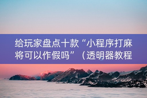给玩家盘点十款“小程序打麻将可以作假吗”（透明器教程)