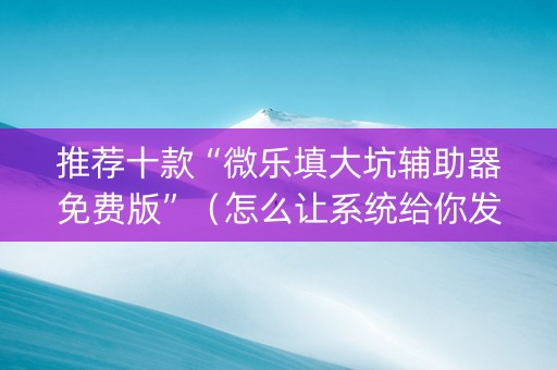 推荐十款“微乐填大坑辅助器免费版”（怎么让系统给你发好牌)