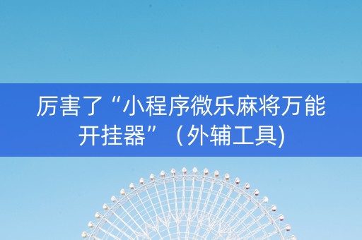 厉害了“小程序微乐麻将万能开挂器”（外辅工具)