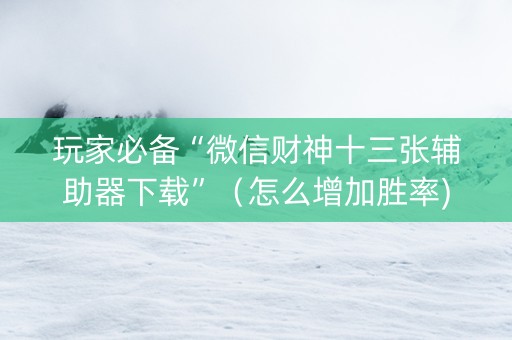玩家必备“微信财神十三张辅助器下载”（怎么增加胜率)