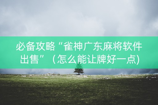 必备攻略“雀神广东麻将软件出售”（怎么能让牌好一点)
