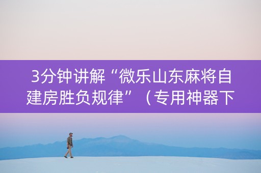 3分钟讲解“微乐山东麻将自建房胜负规律”（专用神器下载)