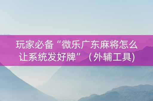 玩家必备“微乐广东麻将怎么让系统发好牌”（外辅工具)
