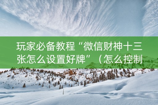 玩家必备教程“微信财神十三张怎么设置好牌”（怎么控制输赢)