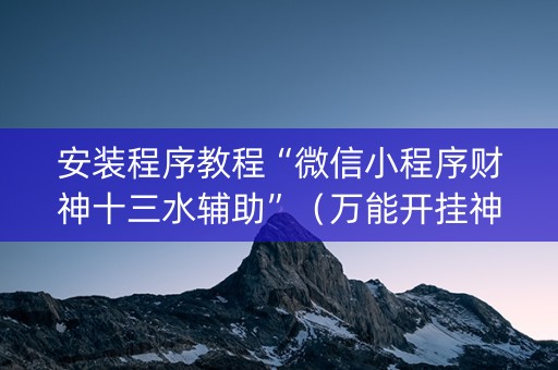 安装程序教程“微信小程序财神十三水辅助”（万能开挂神器)