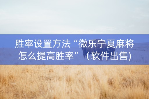 胜率设置方法“微乐宁夏麻将怎么提高胜率”（软件出售)