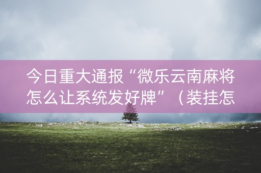 今日重大通报“微乐云南麻将怎么让系统发好牌”（装挂怎么安装)