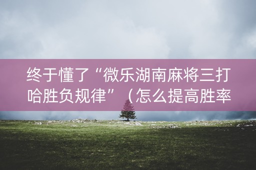 终于懂了“微乐湖南麻将三打哈胜负规律”（怎么提高胜率)