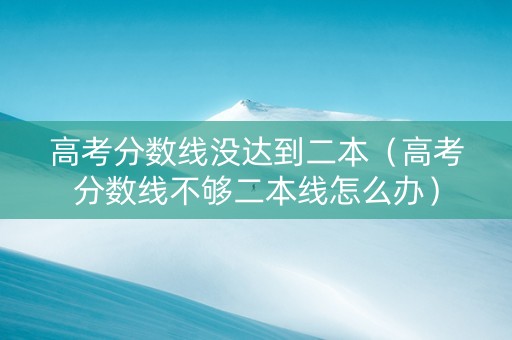 高考分数线没达到二本（高考分数线不够二本线怎么办）
