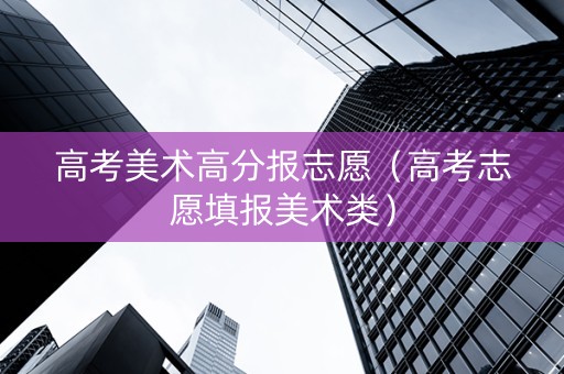 高考美术高分报志愿（高考志愿填报美术类）