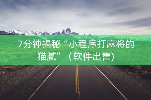 7分钟揭秘“小程序打麻将的猫腻”（软件出售)