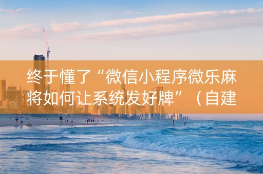 终于懂了“微信小程序微乐麻将如何让系统发好牌”（自建房怎么赢)