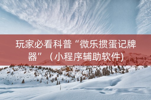 玩家必看科普“微乐掼蛋记牌器”（小程序辅助软件)