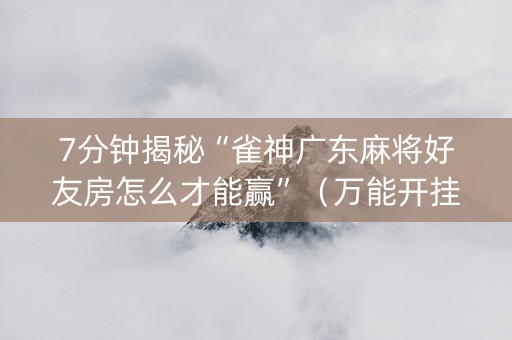 7分钟揭秘“雀神广东麻将好友房怎么才能赢”（万能开挂神器)