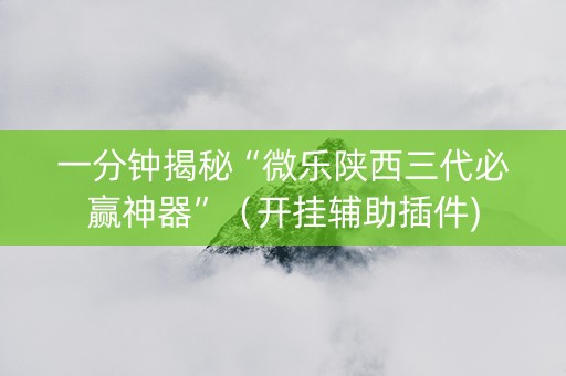 一分钟揭秘“微乐陕西三代必赢神器”（开挂辅助插件)
