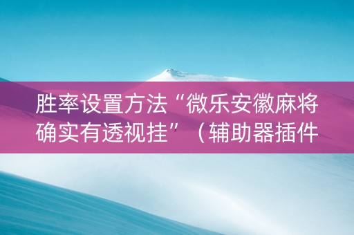 胜率设置方法“微乐安徽麻将确实有透视挂”（辅助器插件)